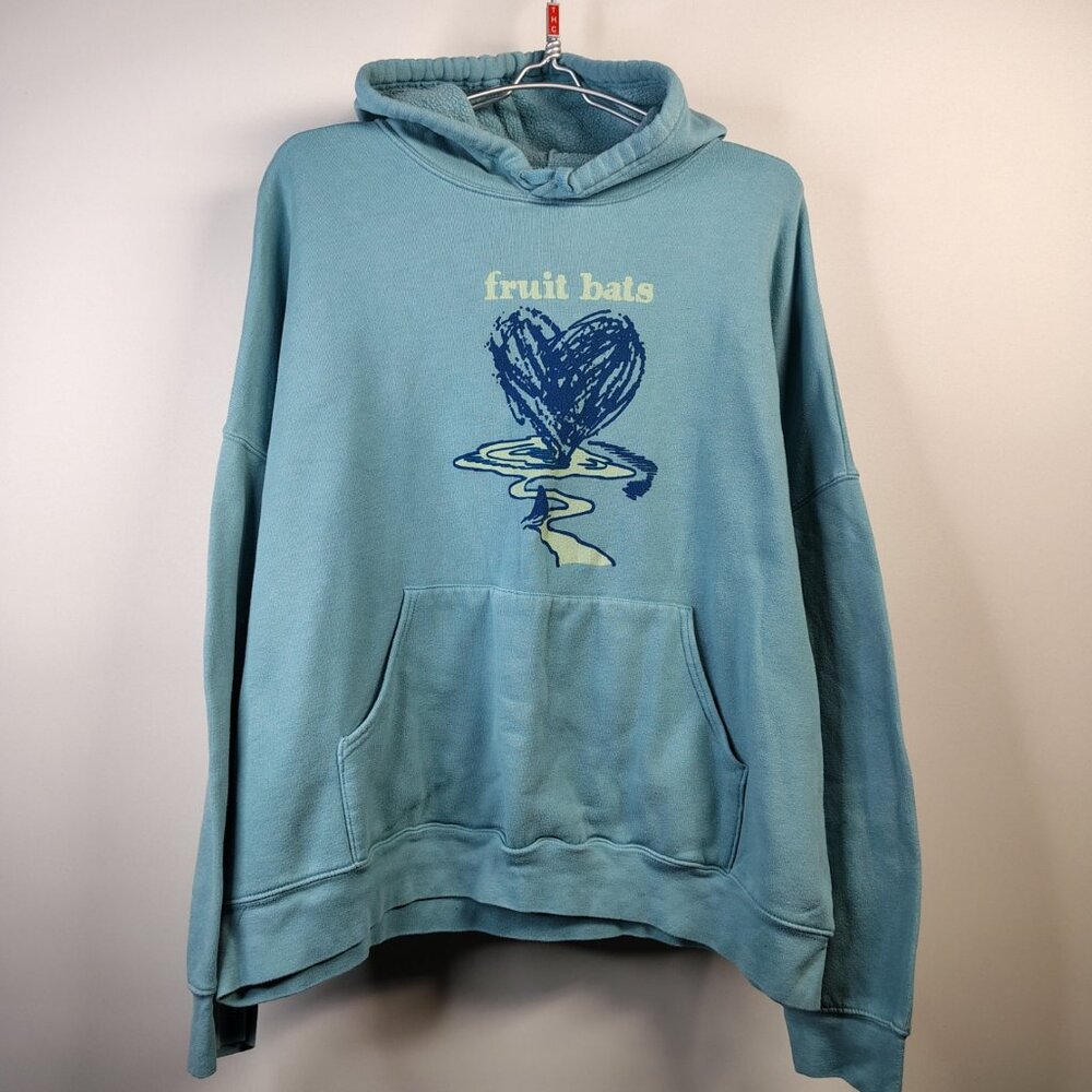 Fruit Bats Band‎ Hoodie Shirt Size XXL Blue Heart Indie Rock Original Authentic